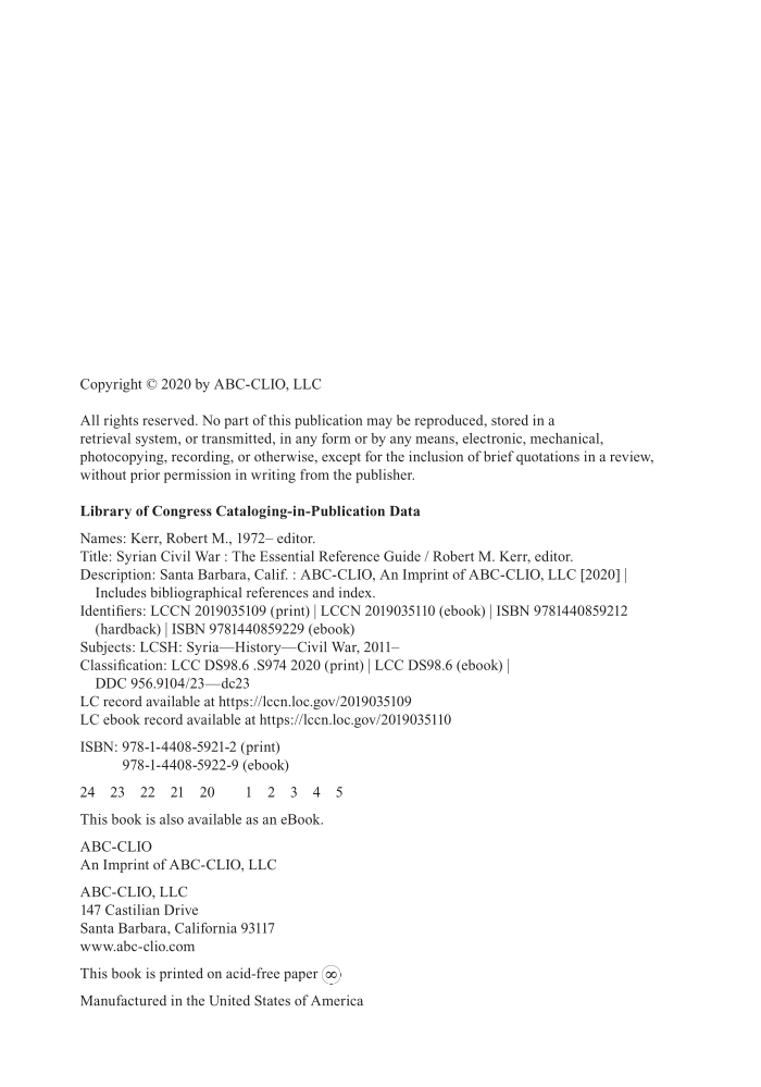 Syrian Civil War: The Essential Reference Guide page iv