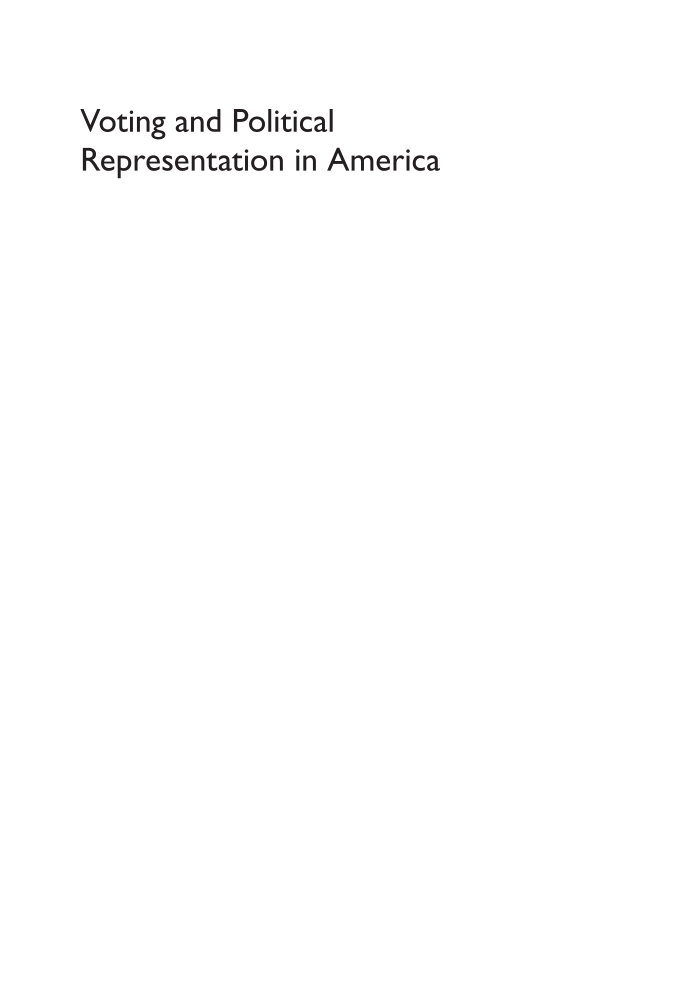 Voting and Political Representation in America: Issues and Trends [2 volumes] page 1