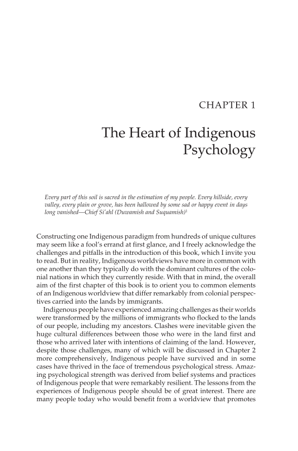 A New Psychology Based on Community, Equality, and Care of the Earth: An Indigenous American Perspective page 1