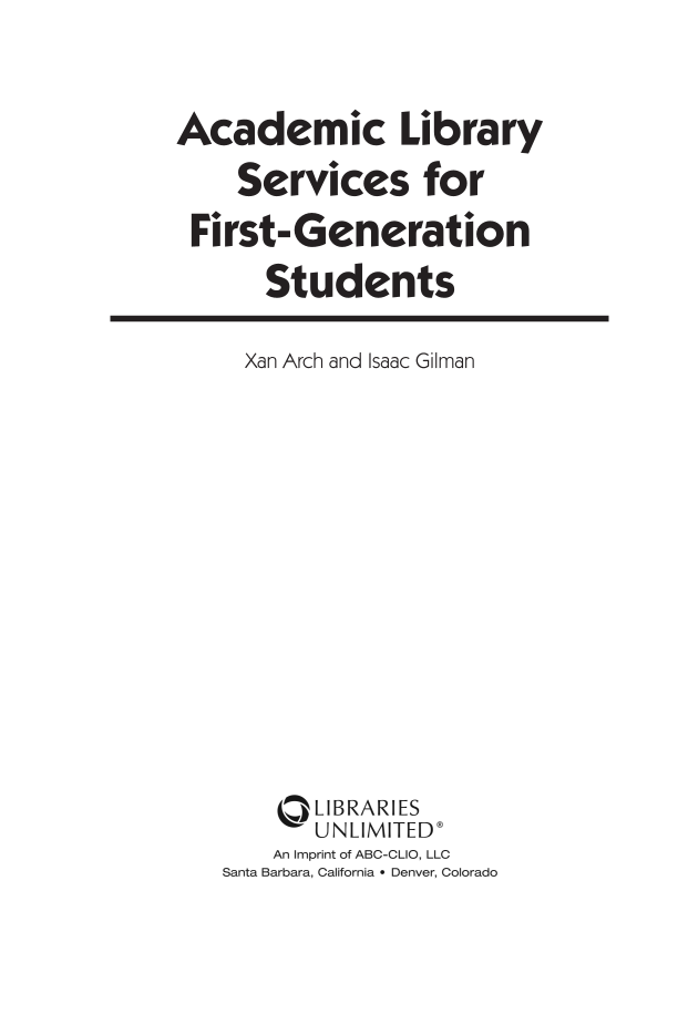 Academic Library Services for First-Generation Students page iii