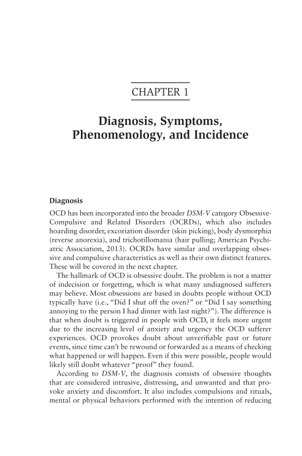 Obsessive Compulsive Disorder: Elements, History, Treatments, and Research page 1