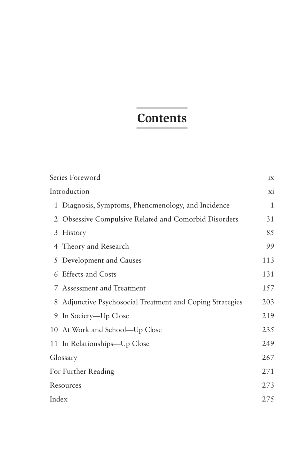 Obsessive Compulsive Disorder: Elements, History, Treatments, and Research page vii