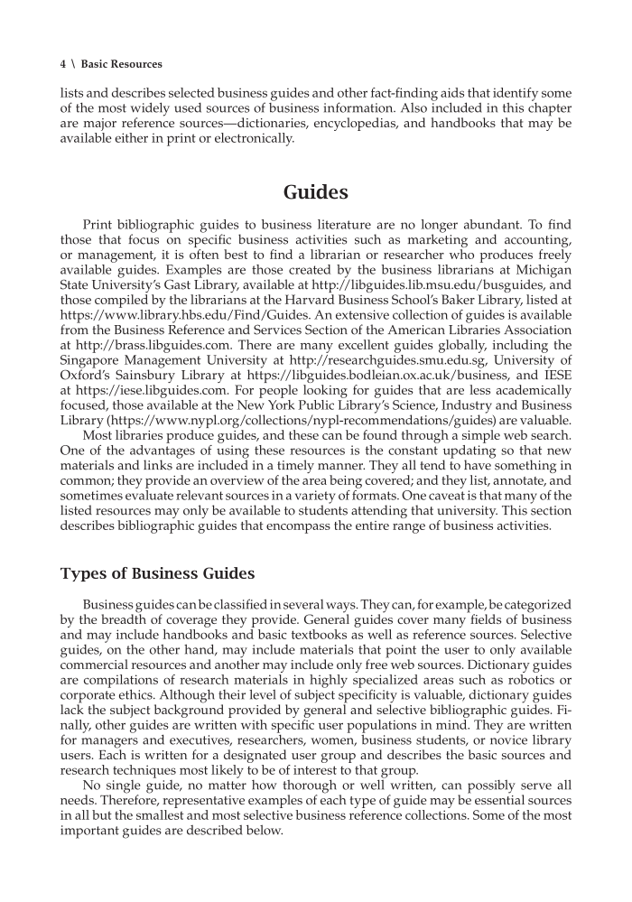 Strauss's Handbook of Business Information: A Guide for Librarians, Students, and Researchers, 4th Edition page 4