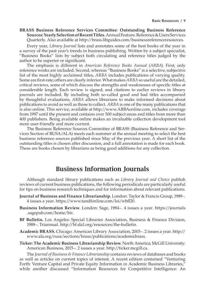 Strauss's Handbook of Business Information: A Guide for Librarians, Students, and Researchers, 4th Edition page 9