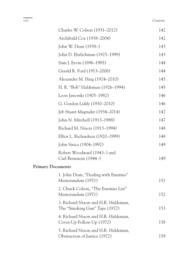 The Watergate Crisis: A Reference Guide, 2nd Edition page viii