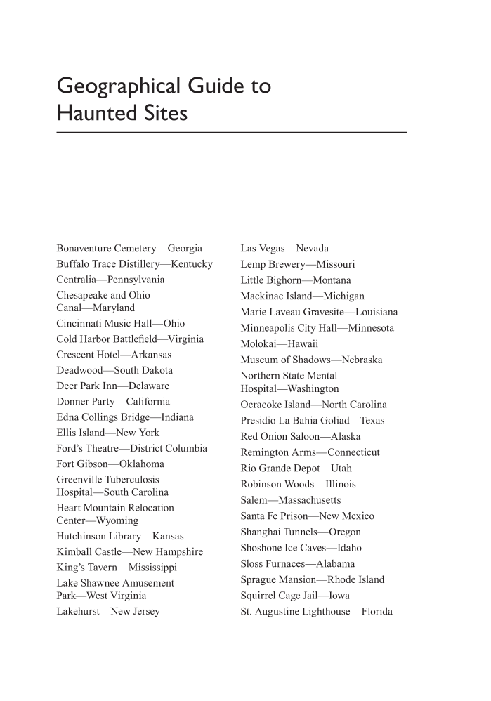 Haunted Histories in America: True Stories Behind The Nation's Most Feared Places page xi
