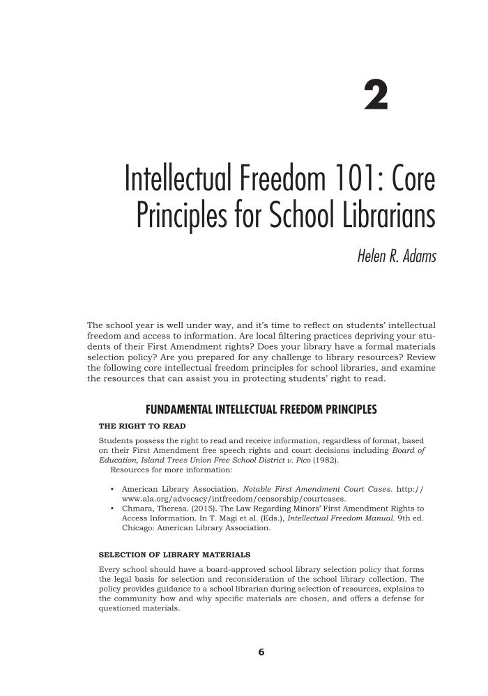 Intellectual Freedom Issues in School Libraries page 6