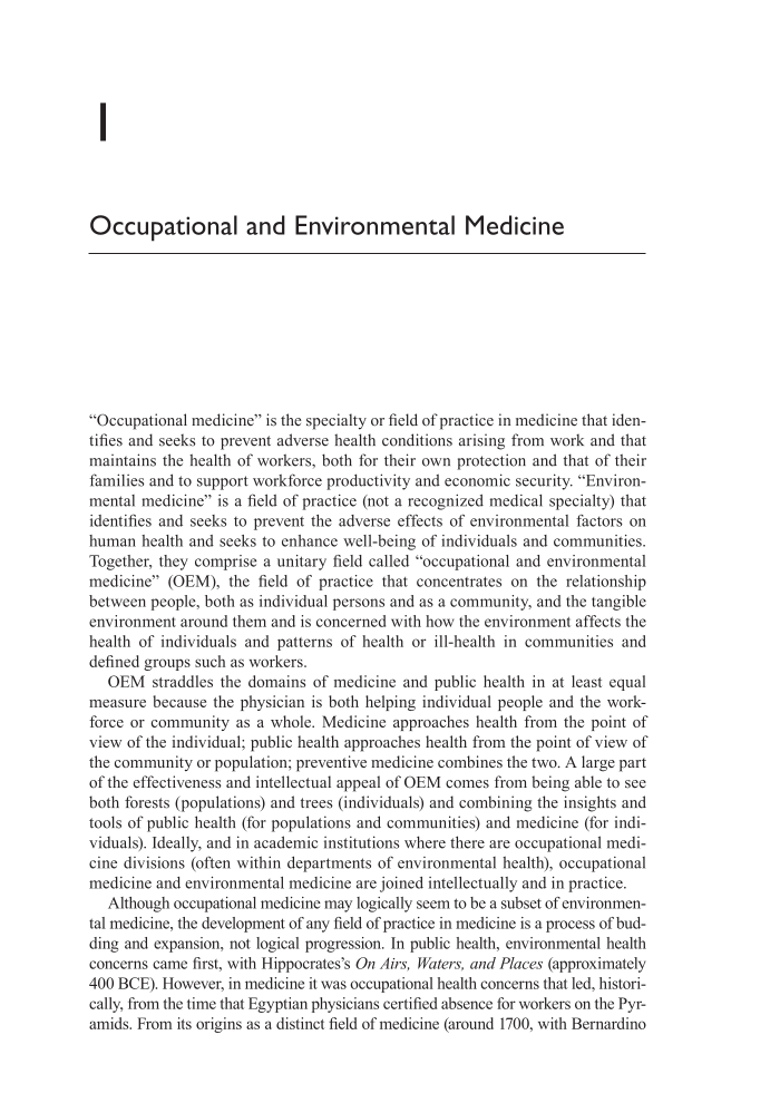 The Handbook of Occupational and Environmental Medicine: Principles, Practice, Populations, and Problem-Solving, 2nd Edition [2 volumes] page 3