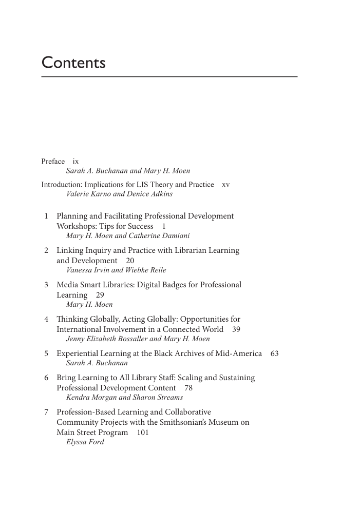 Leading Professional Development: Growing Librarians for the Digital Age page vii