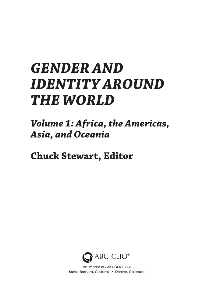 Gender and Identity around the World [2 volumes] page iii