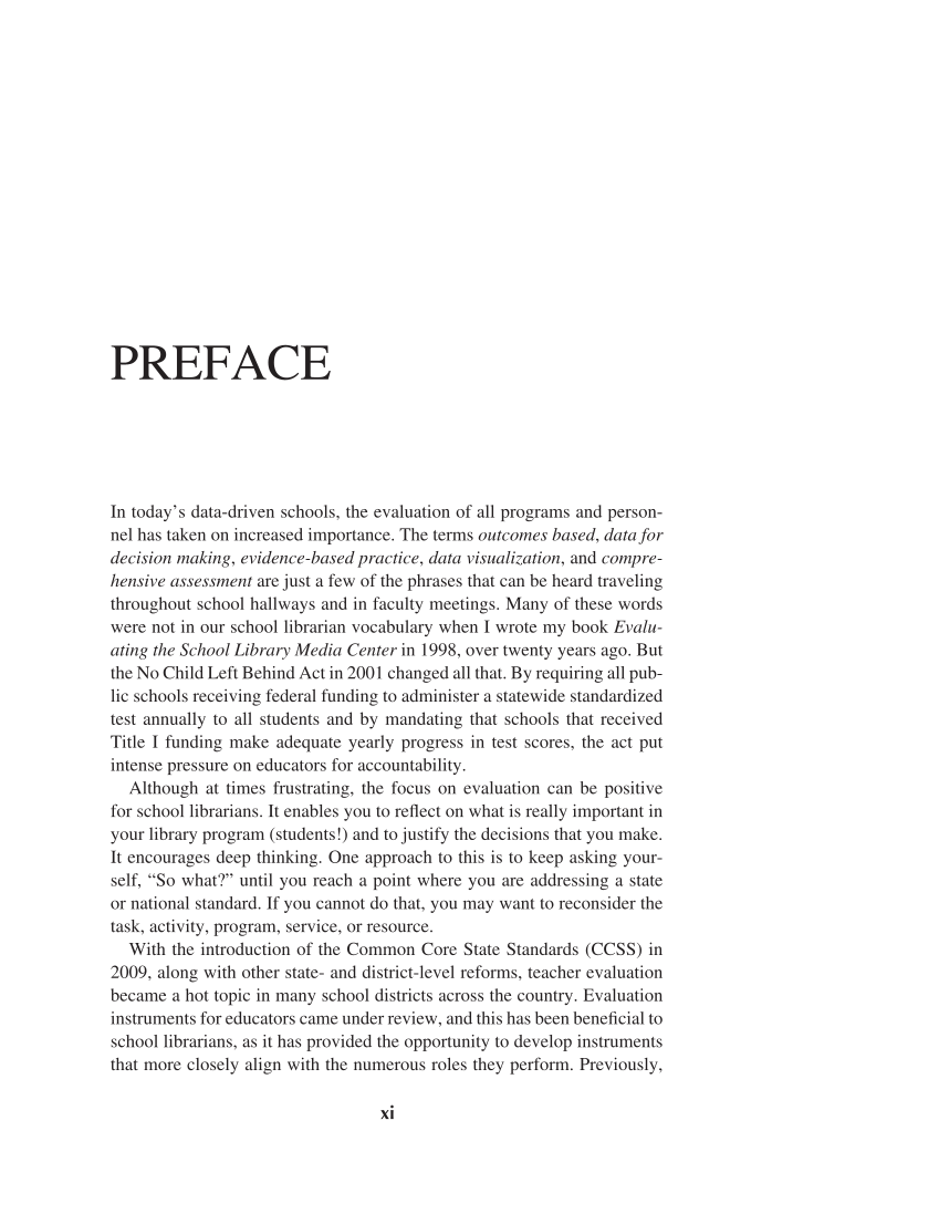 Evaluating the School Library: Analysis, Techniques, and Research Practices, 2nd Edition page xi