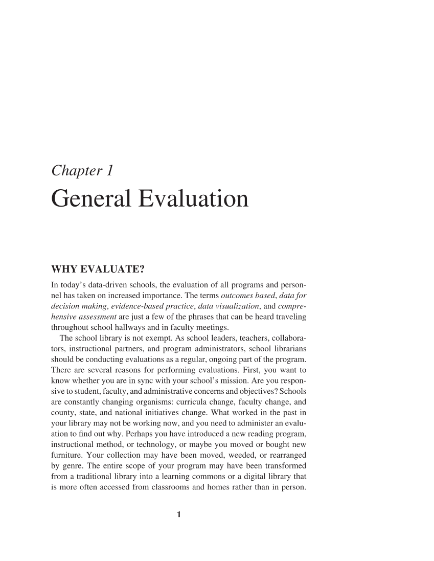 Evaluating the School Library: Analysis, Techniques, and Research Practices, 2nd Edition page 1