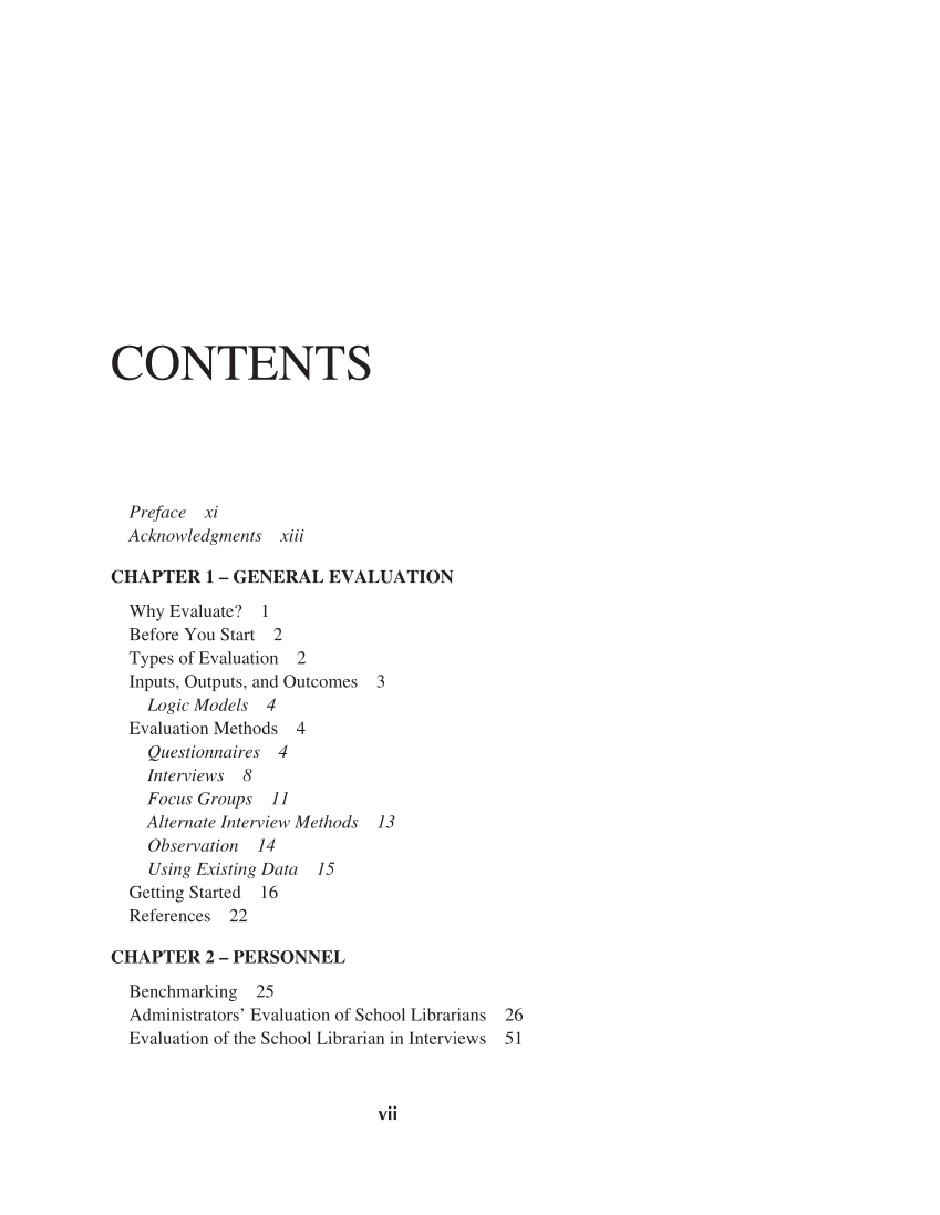 Evaluating the School Library: Analysis, Techniques, and Research Practices, 2nd Edition page vii