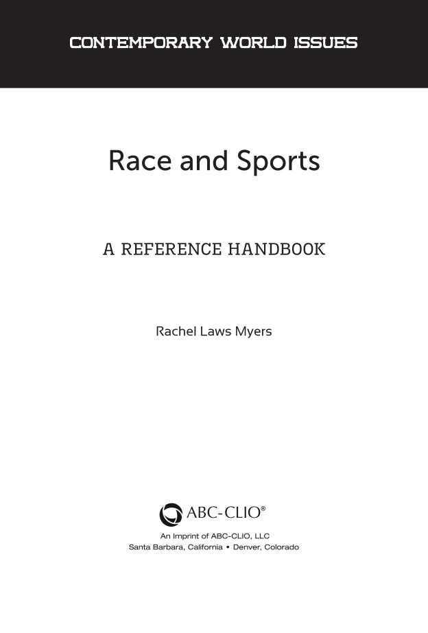 Race and Sports: A Reference Handbook page v