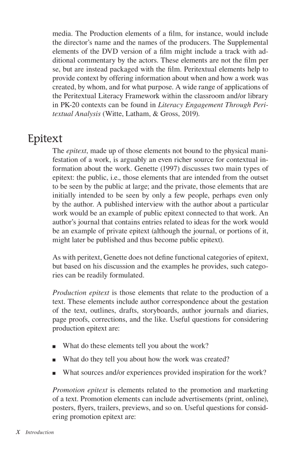 From Text to Epitext: Expanding Students' Comprehension, Engagement, and Media Literacy page x