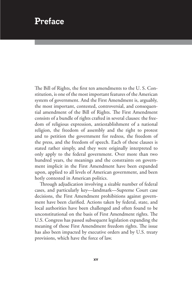 First Amendment Freedoms: A Reference Handbook page xv