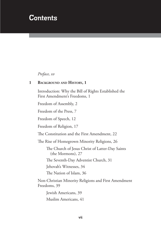 First Amendment Freedoms: A Reference Handbook page vii