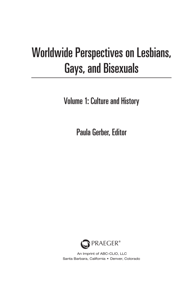 Worldwide Perspectives on Lesbians, Gays, and Bisexuals [3 volumes] page iii