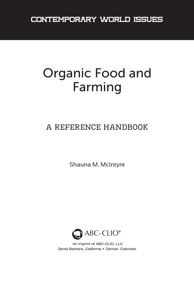 Organic Food and Farming: A Reference Handbook page v