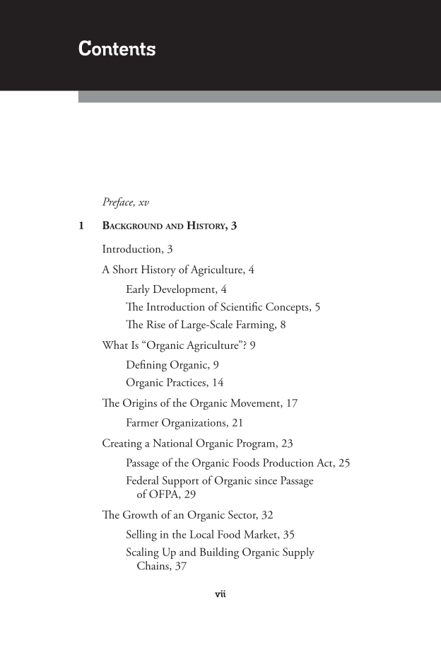 Organic Food and Farming: A Reference Handbook page vii
