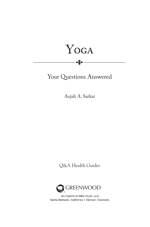 Yoga: Your Questions Answered page iii