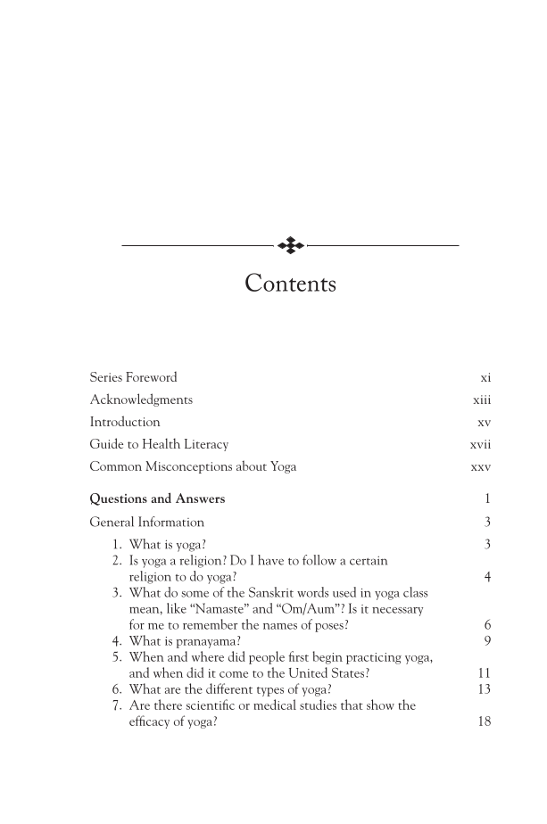 Yoga: Your Questions Answered page vii