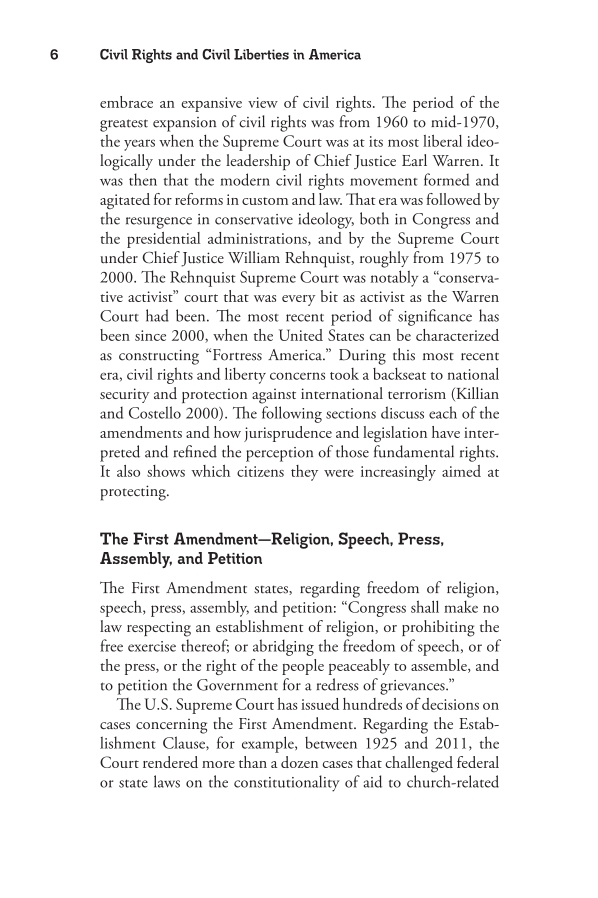 Civil Rights and Civil Liberties in America: A Reference Handbook page 6