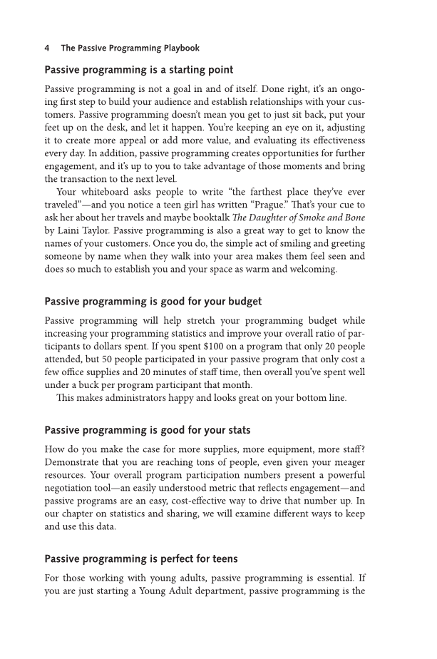 The Passive Programming Playbook: 101 Ways to Get Library Customers off the Sidelines page 4