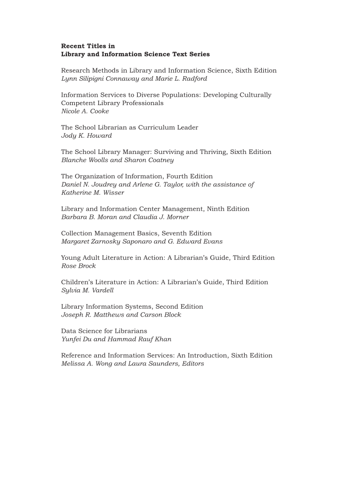 Research Methods in Library and Information Science, 7th Edition page ii
