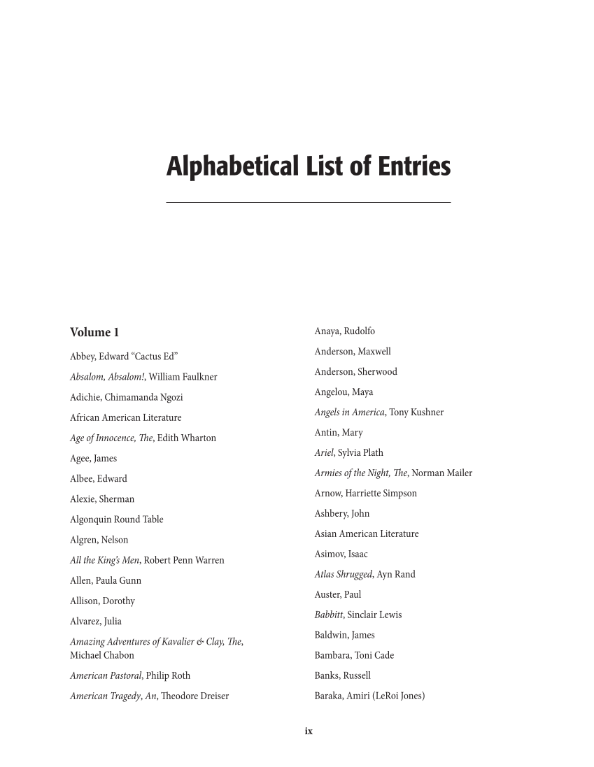 Twentieth-Century and Contemporary American Literature in Context [4 volumes] page ix