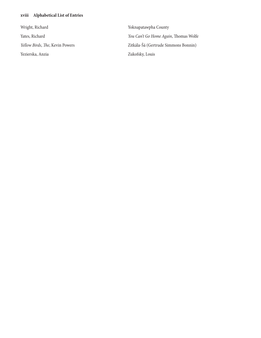 Twentieth-Century and Contemporary American Literature in Context [4 volumes] page xviii
