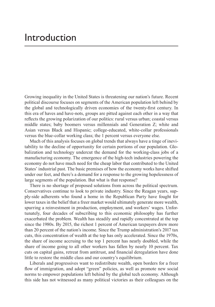 Inequality in America: Causes and Consequences page xv