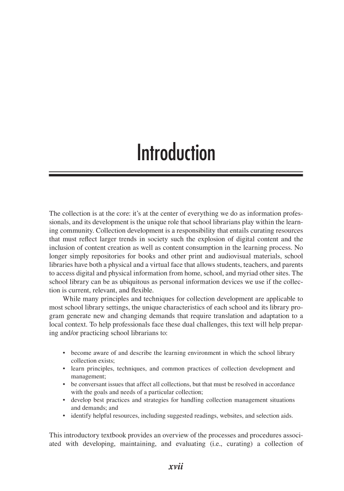 The Collection Program in Schools: Concepts and Practices, 7th Edition page xvii