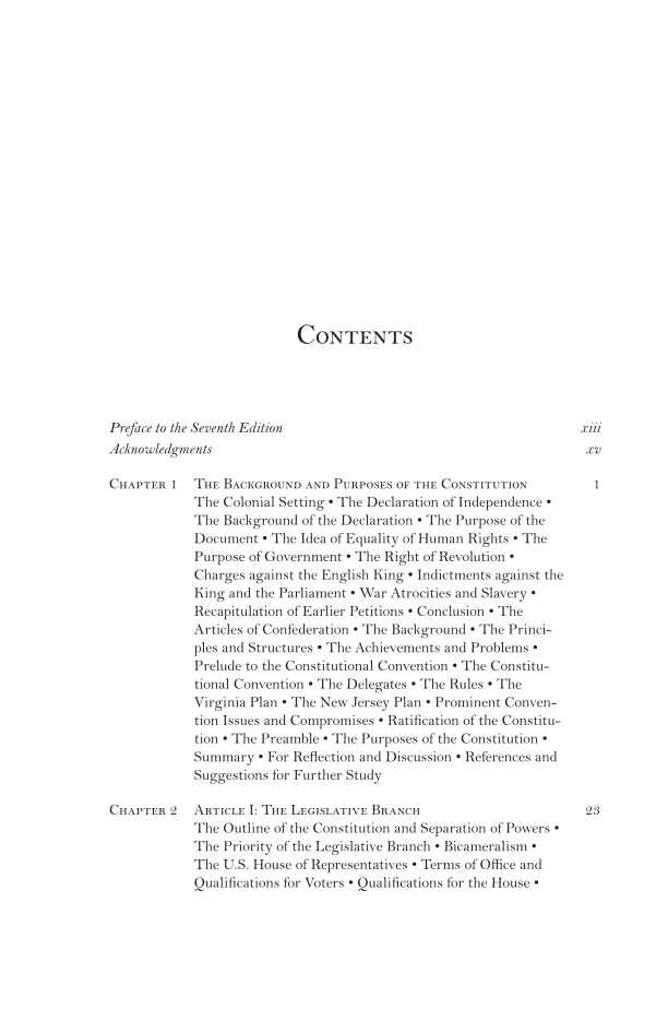 A Companion to the United States Constitution and Its Amendments, 7th Edition page vii