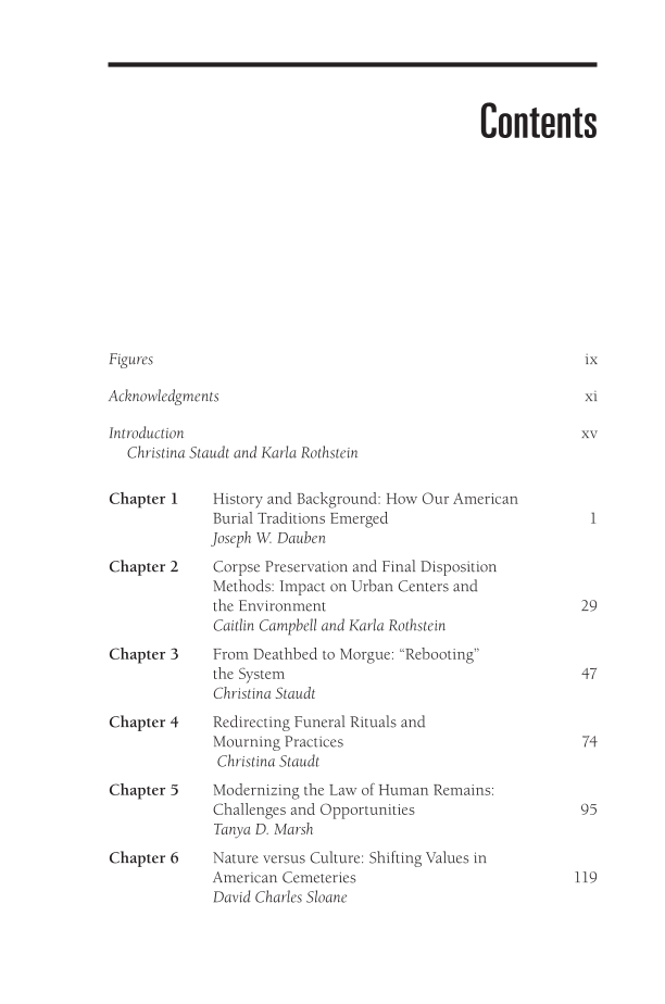 The Future of the Corpse: Changing Ecologies of Death and Disposition page vii