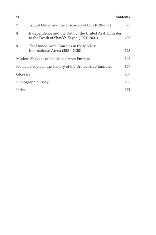 The History of the United Arab Emirates page vi