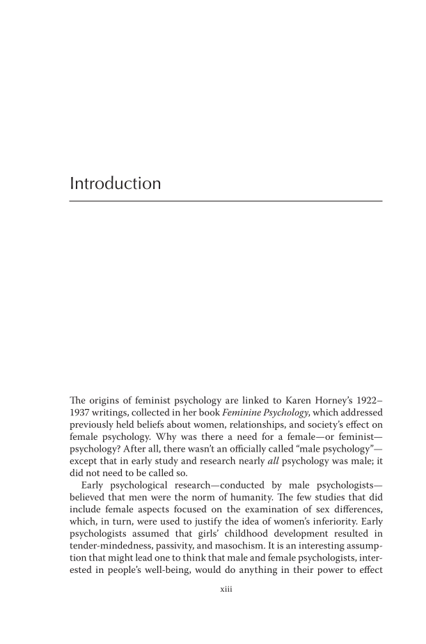 Feminist Psychology: History, Practice, Research, and the Future page xiii