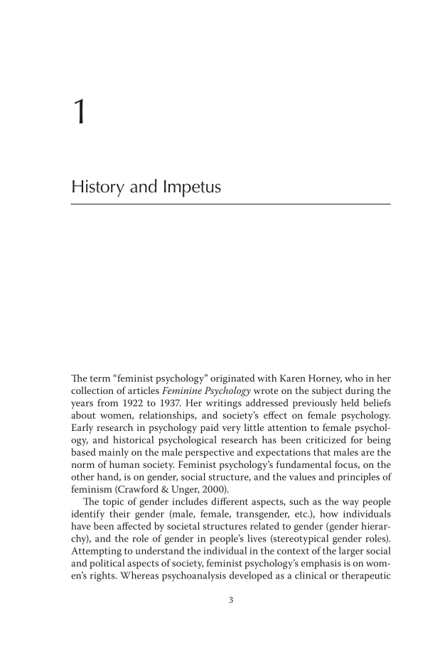 Feminist Psychology: History, Practice, Research, and the Future page 3