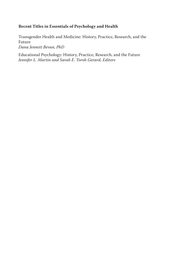 Feminist Psychology: History, Practice, Research, and the Future page ii