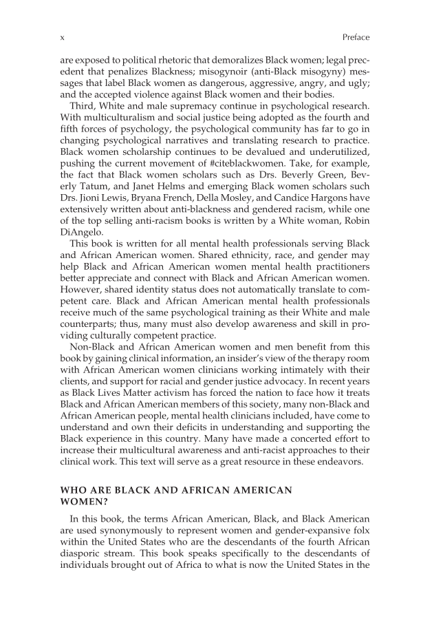 A Handbook on Counseling African American Women: Psychological Symptoms, Treatments, and Case Studies page x