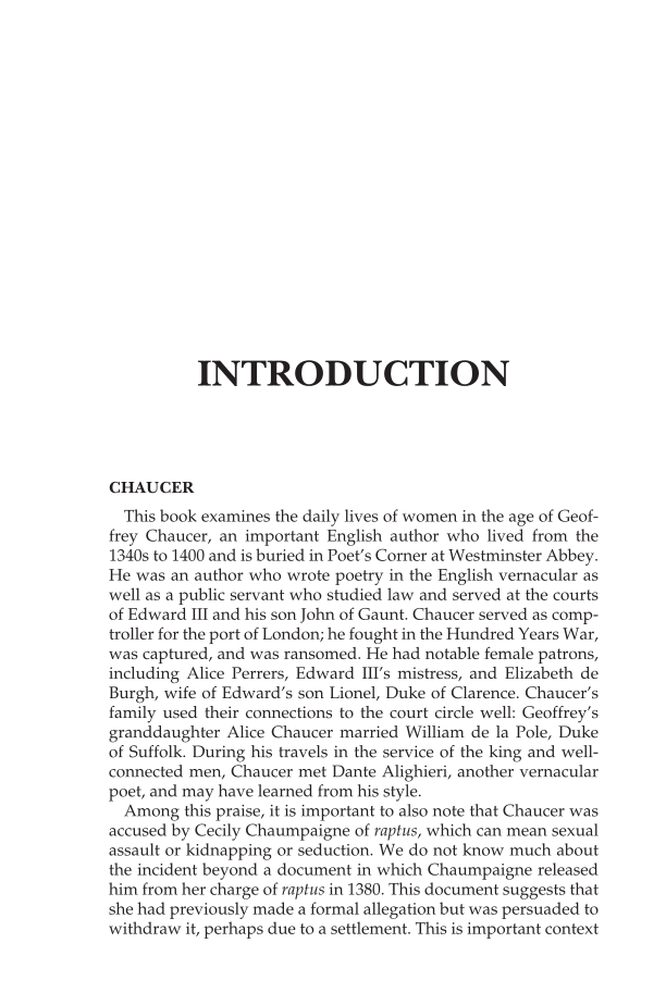 Daily Life of Women in Chaucer's England page xv