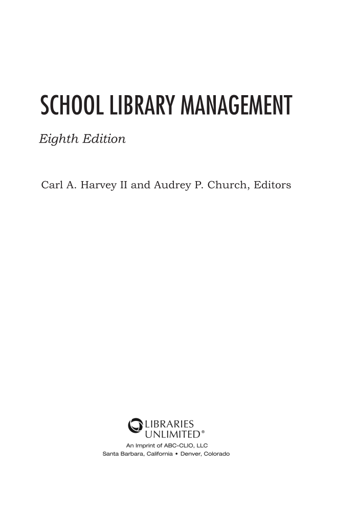School Library Management, 8th Edition page iii
