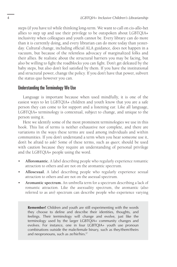 LGBTQIA+ Inclusive Children's Librarianship: Policies, Programs, and Practices page 4