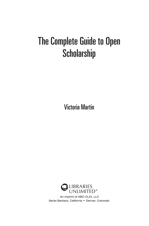 The Complete Guide to Open Scholarship page iii