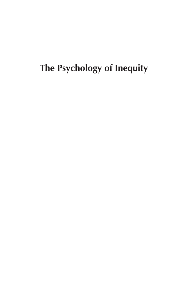 The Psychology of Inequity: Motivation and Beliefs page i