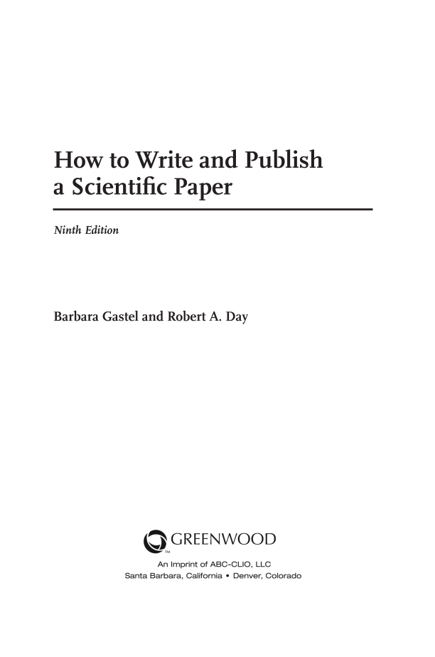 How to Write and Publish a Scientific Paper, 9th Edition page iii