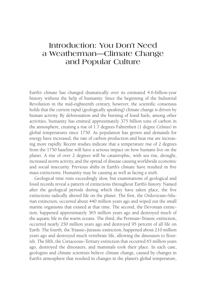 Climate Change in Popular Culture: A Warming World in the American Imagination page ix