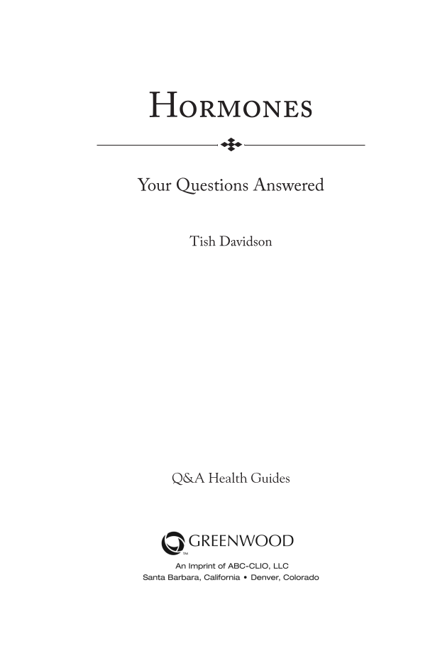Hormones: Your Questions Answered page iii