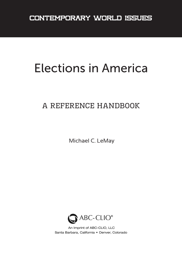 Elections in America: A Reference Handbook page v