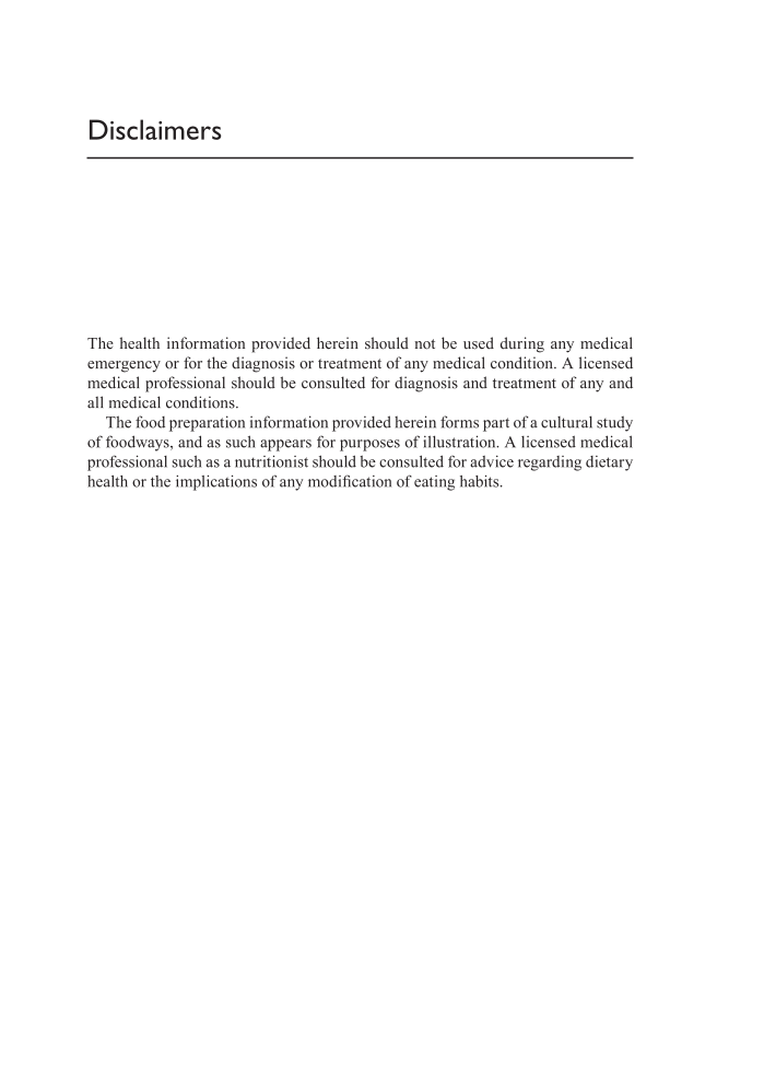 Food and World Culture: Issues, Impacts, and Ingredients [2 volumes] page i:vii